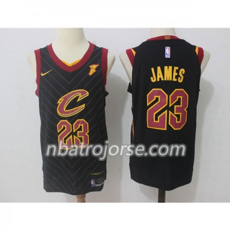 Män Cleveland Cavaliers Tröja LeBron James 23 Nike 2017-18 Svart Swingman